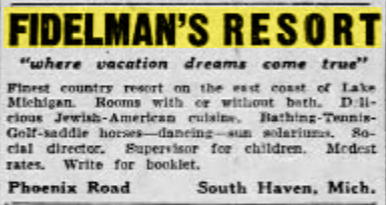 Fidelmans Resort - 1934 Ad Chicago Tribune